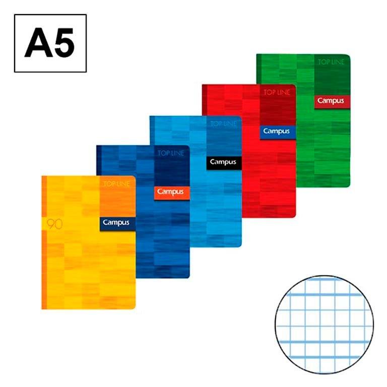 LIBRETA GRAPADA TAPA CARTON CAMPUS A5 48 HOJAS 90 GRAMOS CUADRICULA MELA 3MM