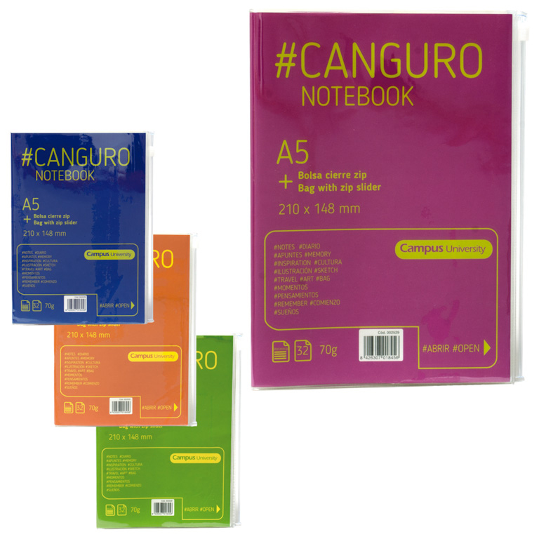 LIBRETA CANGURO CAMPUS UNIVERSITY A5 32 HOJAS 70 GRAMOS HORIZONTAL