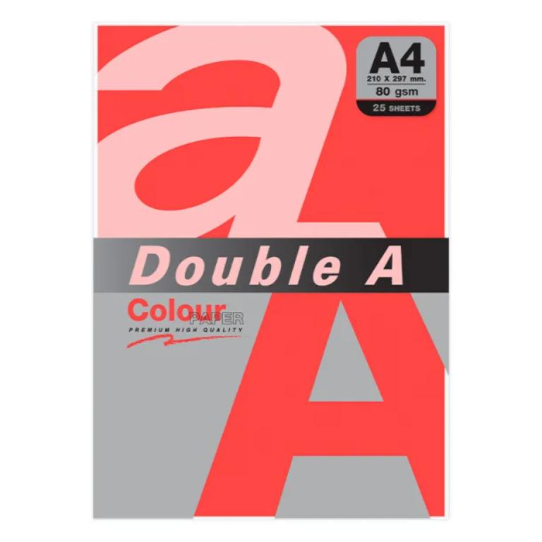 PAPEL DOUBLE A A4 80GR 25H ROJO