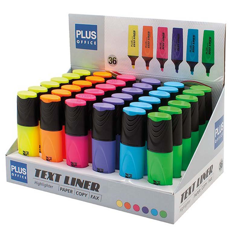 ROTULADOR FLUORESCENTE PLUS TEXT LINER 3.2 EXPOSITOR 36 UNIDADES