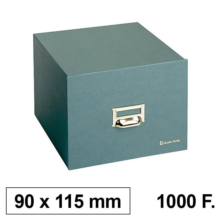 FICHERO CAJON FICHAS TAMAÑO 90X115 MM CARTON TELA VERDE CAPACIDAD 1000 FICHAS	