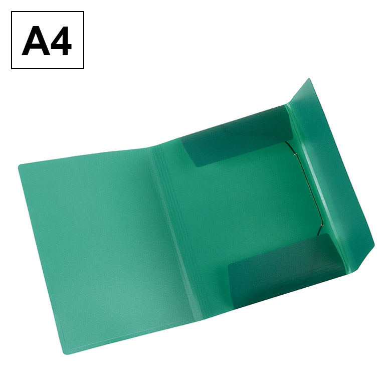 CARPETA PLUS OFFICE A4 247X320 MM. GOMAS Y SOLAPAS POLIPROPILENO COLOR VERDE