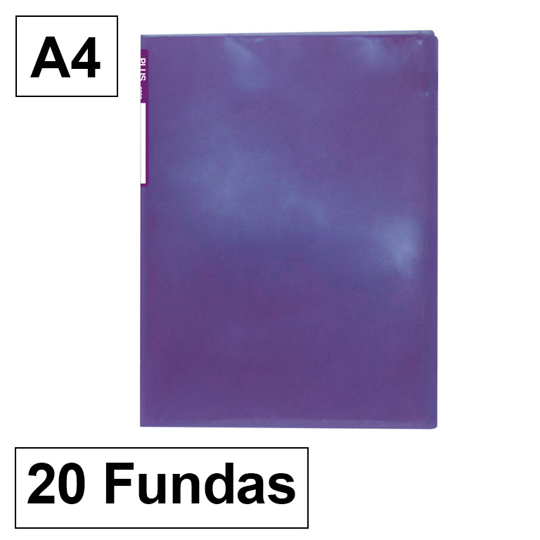 CARPETA PLUS OFFICE POLIPROPILENO SEMI RIGIDO 20 FUNDAS TRANSPARENTES POLIPROPILENO A4 COLOR VIOLETA