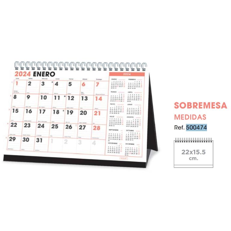 CALENDARIO SOBREMESA 22X15,5 CMS.