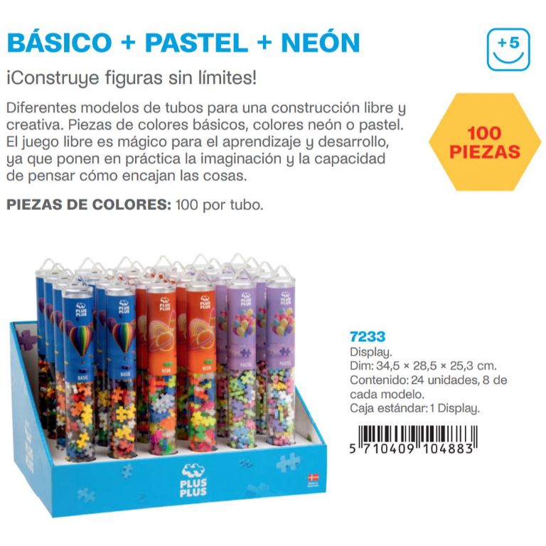 CONSTRUYE FIGURAS SIN LIMITE EXPOSITOR PASTEL + NEON 24 UNIDADES