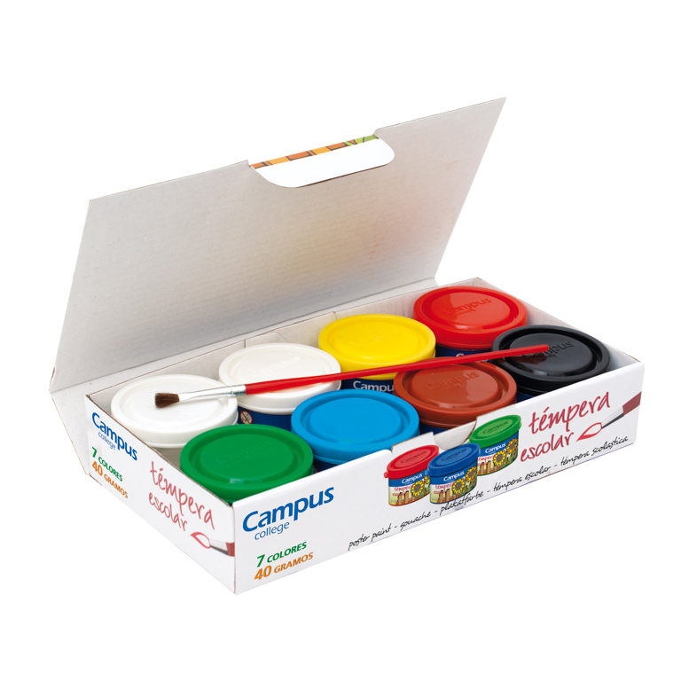 TÉMPERA CAMPUS COLLEGE 40ML. 7 COLORES + PINCEL