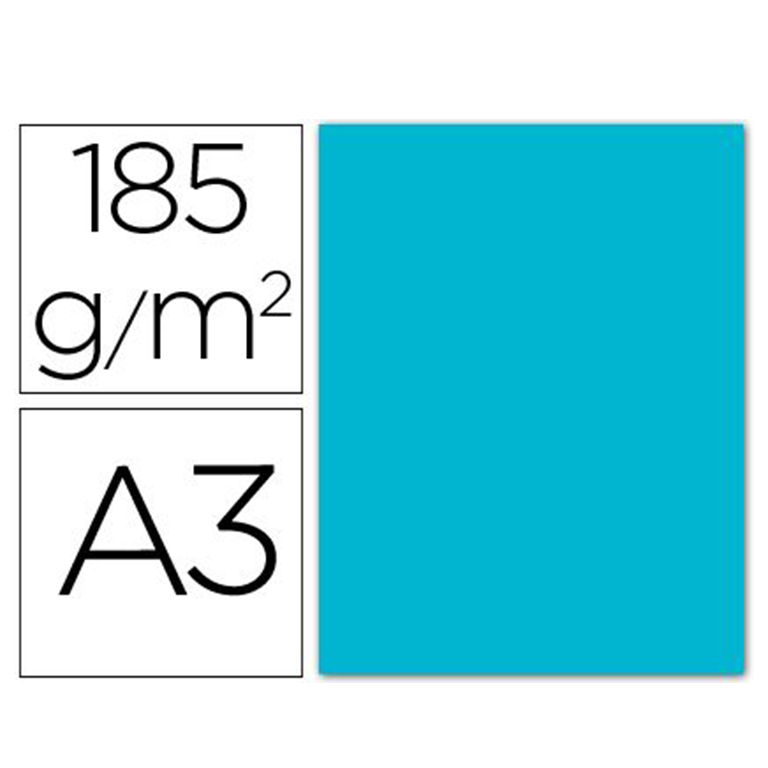 CARTULINA GUARRO A3 185G A.TURQ 50/UD
